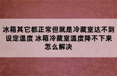 冰箱其它都正常但就是冷藏室达不到设定温度 冰箱冷藏室温度降不下来怎么解决